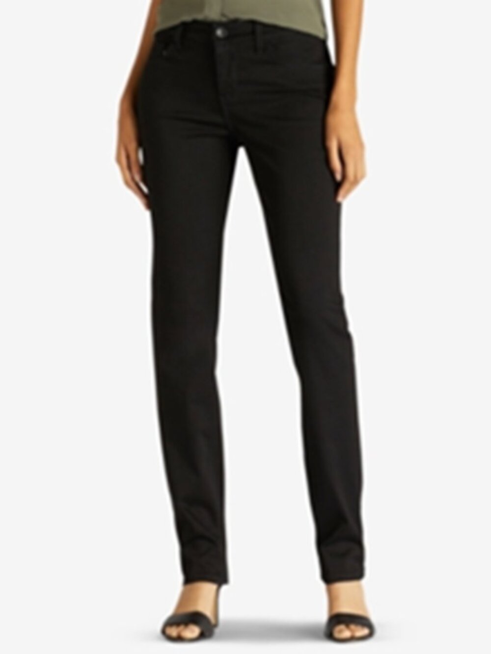 LEE Women's Size 10 SHORT Perfect Fit Straight Leg Black Jeans Cotton Blend